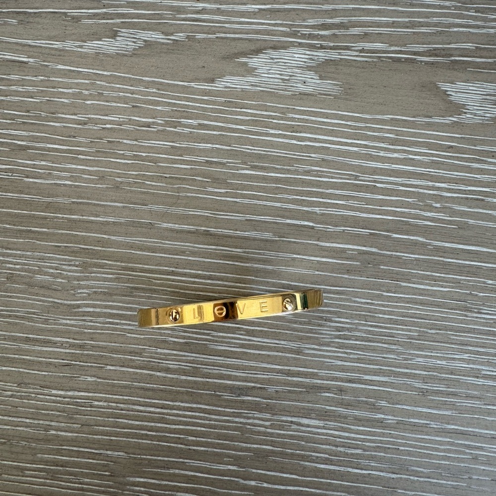 Gold 'LOVE' Stamped Women's Bracelet